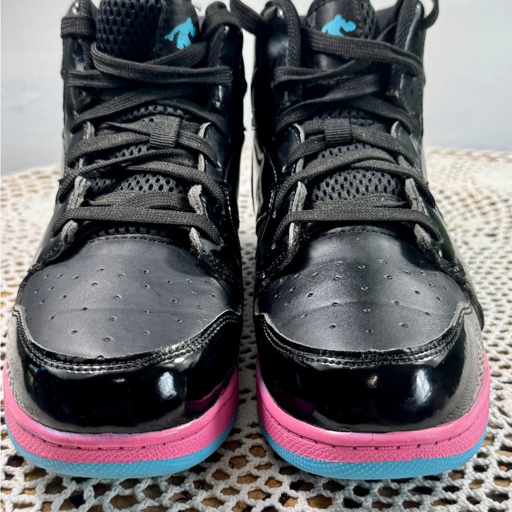 AND1 Womens Girls Black Aqua Pink High top Basketball Shoe Sz 6 M sku 3288